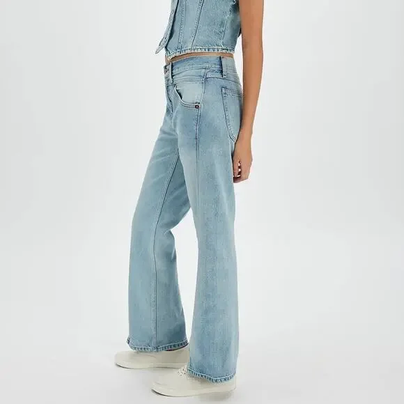 NWT RE/DONE Mid-Rise Kick Flare Solid Women's Jeans in Marea Size 28 - Picture 3 of 13